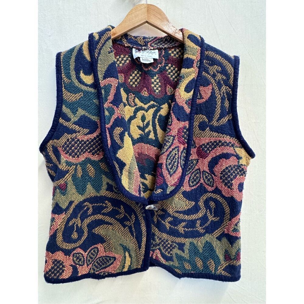 E. Clair Designs of Austin Western Vest tapestry cotton paisley sz M/L